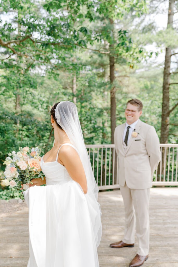 first look of bride with groom