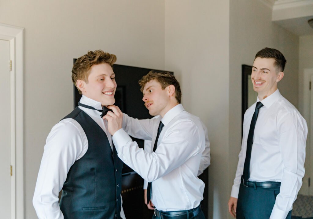 Toronto groomsmen getting ready before the wedding.